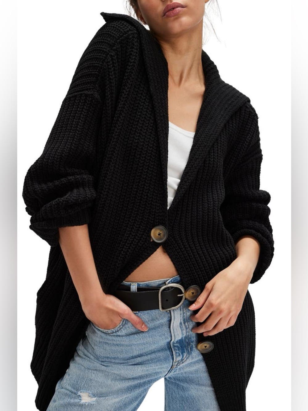 Free People Swim Too Deep Cardigan in Black